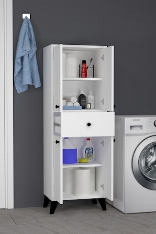 Zümra Kapaklı Ve Çekmeceli Banyo Dolabı Beyaz