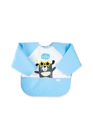 Babyjem Poli Muşamba Kollu Mama Önlüğü Mavi Outlet