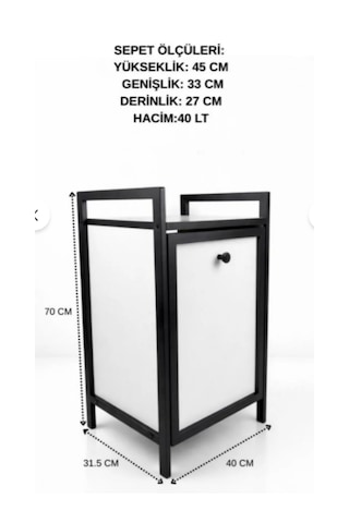 Kapaklı Çamaşır Sepeti & Banyo Düzenleyici Dolap Metal Ayaklı Modern Kirli Sepeti Organizer Beyaz