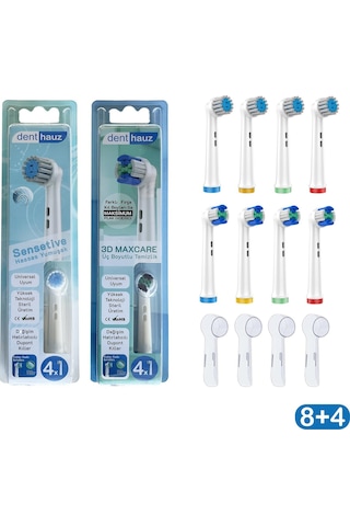 Sensetive + 3d Maxcare Oral-b Uyumlu Diş Fırçası Başlıkları + Fırça Koruma Kapağı