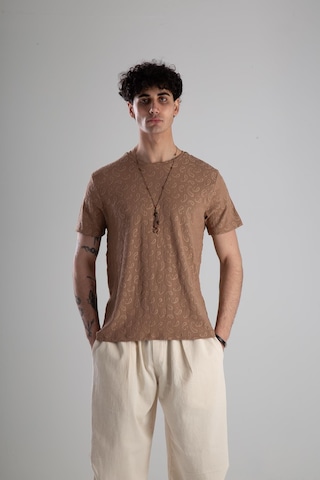 Cocopelli Jakarlı Kahve O Rme T-shirt Coc2145 Beyaz
