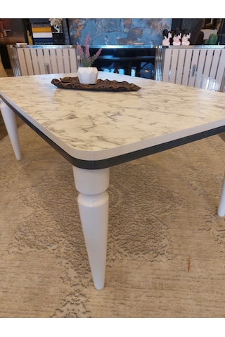 Akset Orta Sehpa Lüx Beyaz Mermer Antrasit