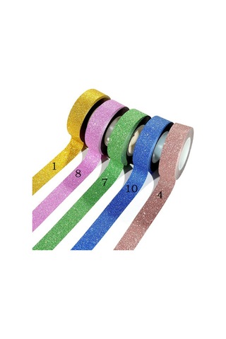 Flash Washi Sticky Paper Tape Label Dıy Decorative Tape, Length: 10m Gül Kırmızısı Diğer