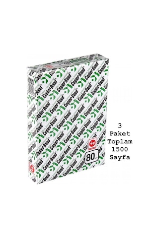 Copier Bond A4 Fotokopi Kağıdı 3 Paket 500 Yaprak X 3 Toplam 1500 Yaprak Diğer