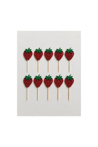 Çilek Simli Cupcake Kürdanı Doğum Günü Parti Ve Pasta Süsü 10 Lu 5cm Çilek Simli Cupcake Kürdanı Doğum Günü Parti Ve Pasta Süsü 10 Lu 5cm