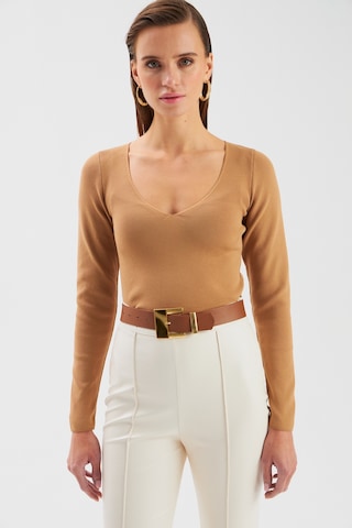 Sateen V Yaka Triko Crop - Vizon-131508 Vizon
