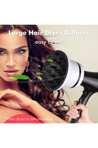Vkemall Kolay Kullanımlı Saç Kurutma Difüzörü - Silikon Tabanlı, Çoğu Föne Uyumlu, Beyaz Renk