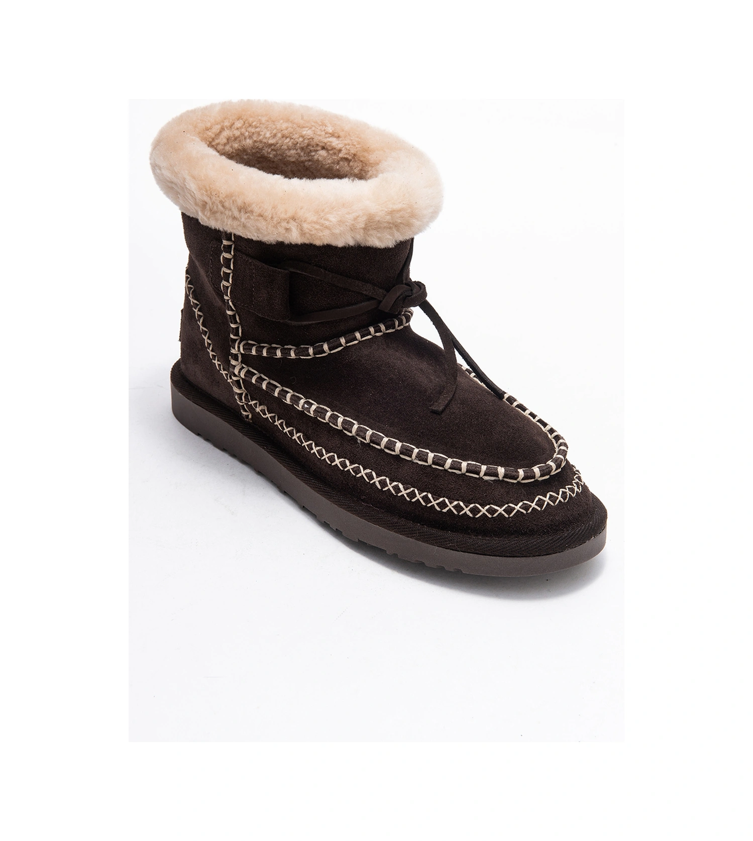 Luvishoes Luvi Shoes Jorel Kahverengi Süet Hakiki Deri Dikişli Kürklü Kadın Bot Süet Kahve