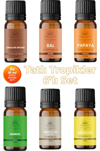 Tatlı Tropikler 6'lı Set Oda Kokusu Esansı - Kremalı & Egzotik 6x10ml Tropik