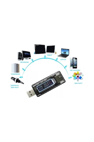 Led Ekranlı Usb Voltmetre Ampermetre Usb Şarj Kapasitesi Test Cih
