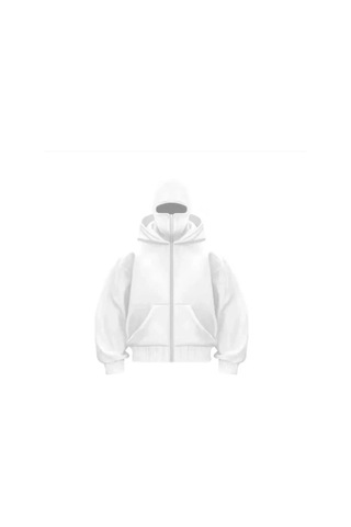 Veraura Lifestyle Samuray Ninja Çift Kapşonlu Zıp Fermuarlı Kanguru Çepli Tam Fermuarlı Hoodie Swetshirt - Beyaz