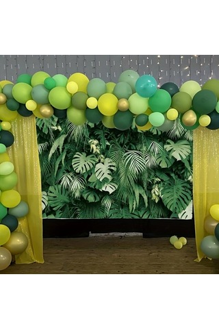 Yaz Tropikal Palmiye Yaprakları Zemin Hawaii Tema Orman Safari Bitkiler Fotoğraf Arka Plan Parti Dekor Banner Vinil W150 L130cm