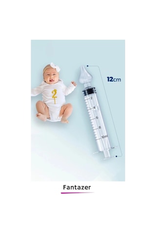 Premium Silikon Uçlu 10ml Kapasiteli 12 Cm Uzunluk 2'li Bebek Burun Temizleme Şırıngası Aspiratörü