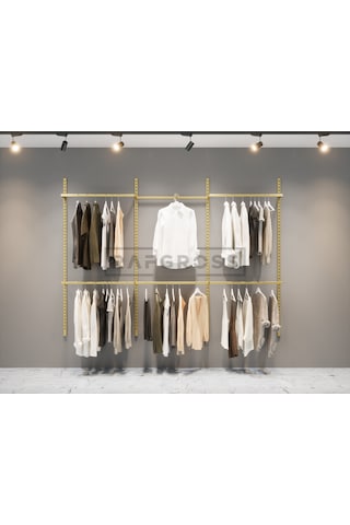 Mağaza Raf Sistemi, Askılık Sistemi, Butik, Mağaza Stand-185x200 Gold