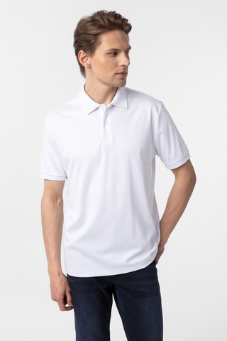 Süvari Beyaz Regular Baskılı Polo Yaka Tişört Beyaz