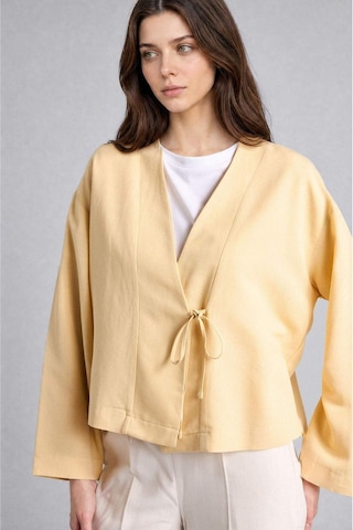 Defacto Regular Fıt Keten Karışımlı Açık Sarı Kimono I1780ax26hsyl250 Sarı-yl250