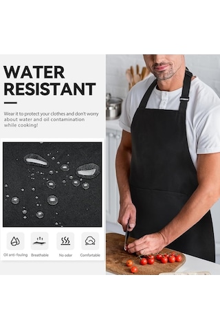 Fastbuy Ekstra Büyük Erkek Şef Önlüğü Seti, Siyah, Ayarlanabilir, Uzun Kollu Diğer