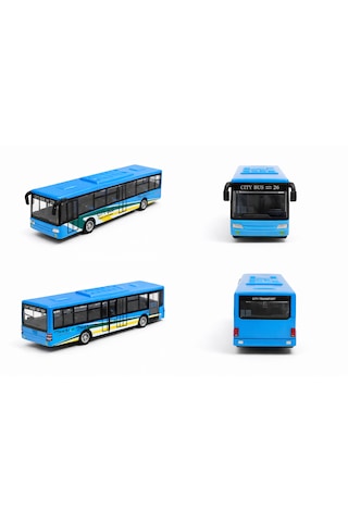 Oyuncak Şehir Otobüsü Çek Bırak Sürtmeli City Bus Modeli Mavi