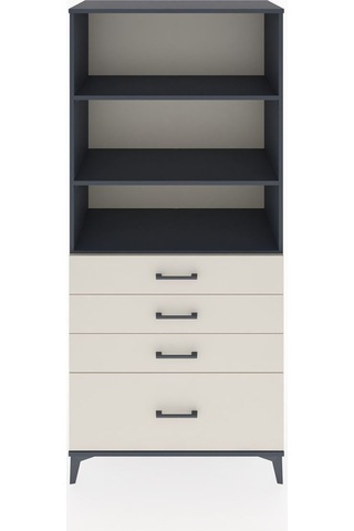 Hyperion Dolap 3 Raflı 4 Çekmeceli 88x44x195 Antrasit-aytaşı Antrasit