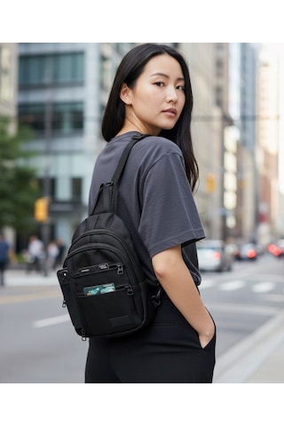 Classone Crossbody Vıp Su Geçirmez Kumaş,fermuar Çarpraz Askılı Unisex Omuz Ve Bel Çantası Siyah