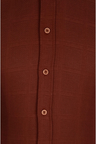 Cengiz İnler Yaka Düğmeli Kare Desen Erkek Slimfit Gömlek 001