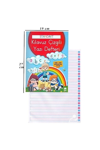 Güzel Yazı Defteri A4 Boy 19x27 CM 24 Yaprak 1 Adet Standart Çizgili Yazı Defteri Dik Temel Harflerle 1. Sınıf