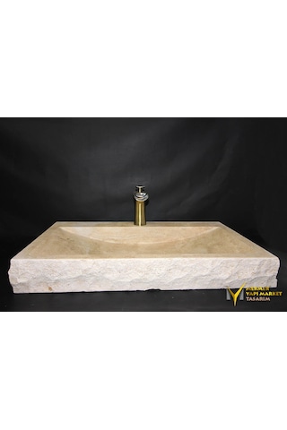 Traverten Batarya Çıkışlı Yay Patlatma Lavabo