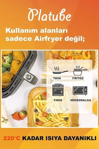 Pisirme Kagidi 50 Adet Airfryer Yagli Kagit Xiaomi Philips Air Fryer Tüm Markalara Uyumlu Kare