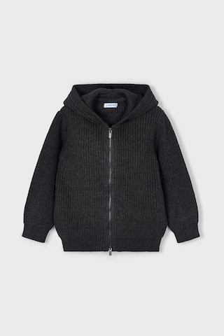 Erkek Çocuk Kapüşonlu Fermuarlı Triko Hırka - Antrasit KREM