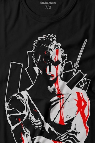 Kendim Seçtim One Piece Roronoa Zoro Poster Baskılı Tişört Çocuk T-shirt 001