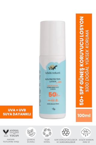 %100 Doğal 50+ Spf Yüksek Korumalı Çocuk Güneş Koruyucu Losyon