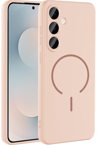 Samsung Galaxy Uyumlu S25 Fe Kılıf M-safe Şarj Özellikli Zore Meta Kapak Rose Pembe