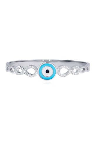 Kadın Nazar Boncuğu Ve Sonsuzluk Sembol Detay Çelik Bilezik