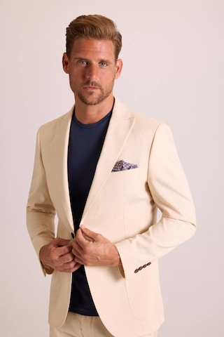 Ysf Erkek Bej Takım Elbise Keten Slim Fit Sivri Yaka Bej