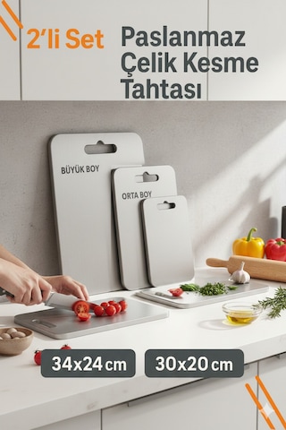 2 'li Set Paslanmaz Çelik Kesme Özel Yapım Yüzey Üst Düzey Kalite Gri 2 'li Set Paslanmaz Çelik Kesme Özel Yapım Yüzey Üst Düzey Kalite Gri