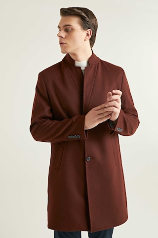 D's Damat Slim Fit Kiremit Tek Yırtmaçlı Viskonlu Palto 3ef088438751m Kiremit