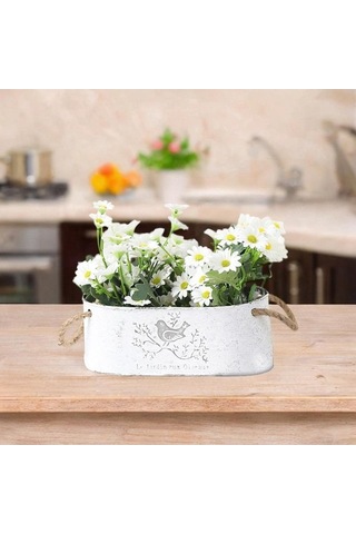 Pazly Vazo Suntek Saksuk Rustik Metal Çiçek Kovası Demir 24x13x9cm