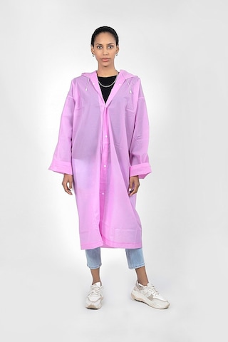 Polo55.sport.1855 Pembe Kapüşonlu Çıtçıtlı Yağmurluk Ve Rüzgarlık Pembe