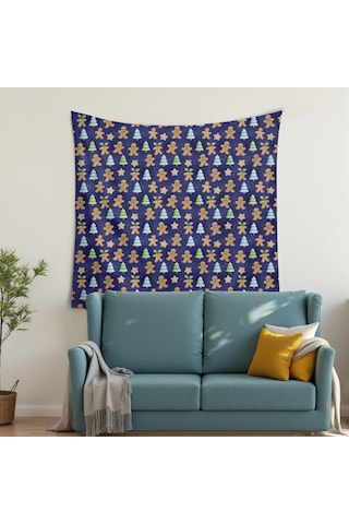 Noel Desenli 50x50 İnç Kare Duvar Halısı, Yumuşak Kumaş, Oturma Ve Yatak Odası Süslemesi İçin