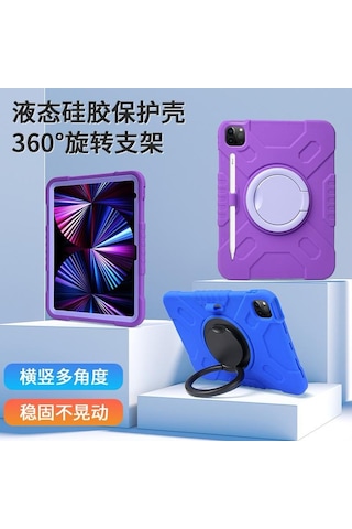 Apple Uyumlu iPad Air 11inç M4/m3/m2 2026-2024 Kılıf Askılı Silikon Handle Ring Yüzüklü Amour Tank Case