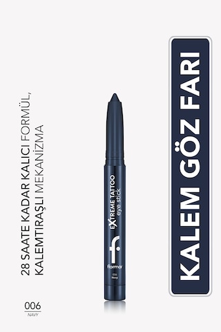 Flormar Extreme Tattoo Mat & Işıltılı Asansörlü Kalemtıraşlı Jel Göz Kalemi & Far Stick 8682536119016 006navy