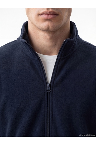 Lcwaıkıkı Classic Lacivert Dik Yaka Erkek Polar Fermuarlı Sweatshirt