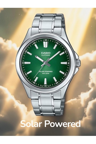 Casıo Mts-rs100d-3a-ss Solar Yeşil Kadran Spor Ve Şık Erkek Kol Saati Metalik
