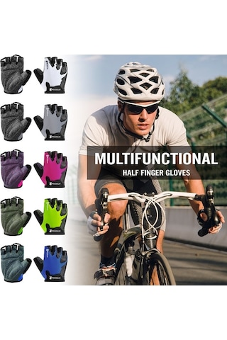 Pazly Şok Emici Dolgulu Spor Eldivenleri - Kaymaz Bisiklet Yarım Parmak Eldiveni Ağır