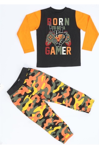Casabony Gamer Erkek Çocuk Kamuflaj Pantolon + T-shirt Takım-renkli Çok Renkli