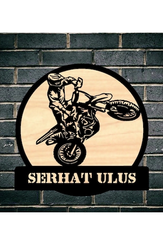 Kişiye Özel Cross Motocross Temalı Ahşap Duvar Tablo