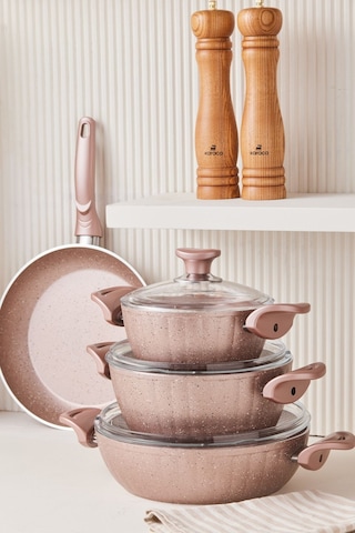 Cookplus Biogranit Dream 7 Parça Tencere Seti Rose