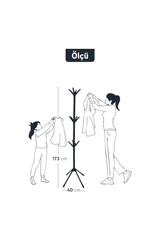 İronika Modern Portatif Elbise Askısı Ayaklı Portmanto Askı Vestiyer Askılık - Kahve Kahverengi