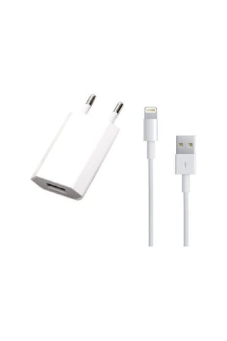 M2 Tec 2'si 1 Arada Şarj Seti iPhone İpod Ve Apple Uyumlu iPad Modelleri Lightning Usb-a İçin Şarj Kablosu Beyaz 5w 1a 100cm