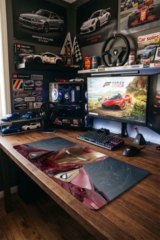 Iron Man Zırh Teknolojik Blueprint 40x90 Cm Oyuncu Mousepad Kaymaz Taban Büyük Boy